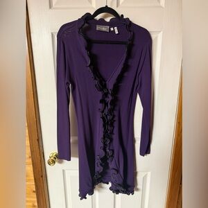 Chic Purple Women's Ruffled Cardigan